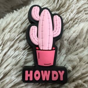 Pink Cactus 'Howdy' Shoe Charm CROCS Jibbitz 5/$20